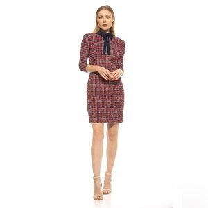 Alexia Admor Camilla Navy & Red Tweed Dress Size 4 NEW
